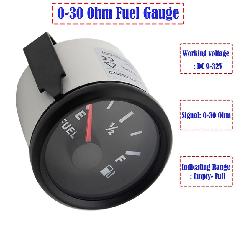BLLYOGU 0-30 ohm Fuel Gauge 2" Fuel Level Gauge Fuel Tank Meter for Auto Car Truck Boat Motorcycle Yacht 9-32V - Image 2